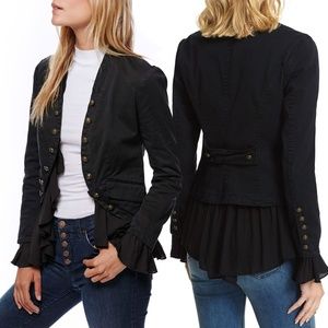 Free People Black Romantic Ruffles Jacket NWOT
